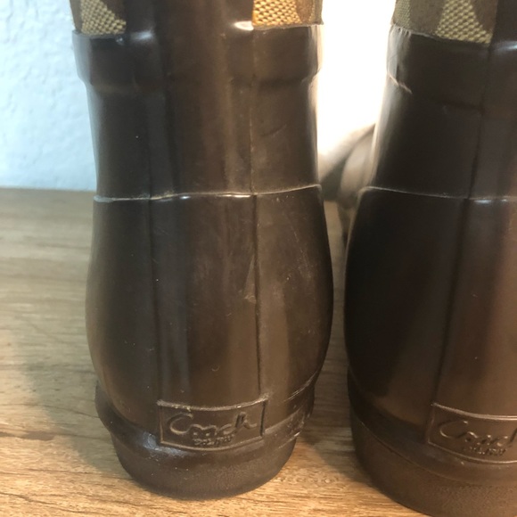 Authentic Coach Size 6 Knee High Rubber Jacquard Boots - Picture 7 of 16